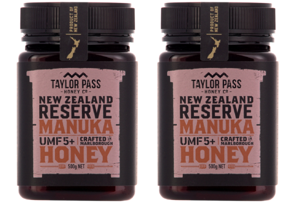 Two-Pack of Taylor Pass Honey Co Reserve Manuka Honey UMF5+ 500g