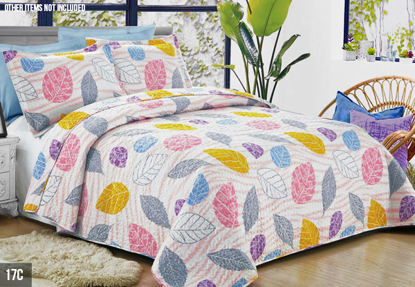 Quilted Bedspread Set - Two Sizes & Three Styles Available