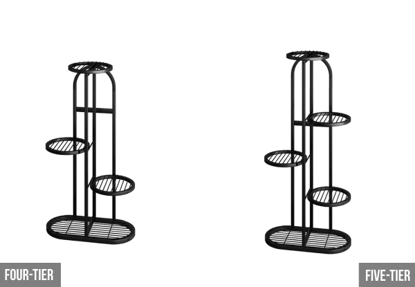 Four-Tier Metal Plant Stand - Two Colours Available - Options for up to Eight-Tier