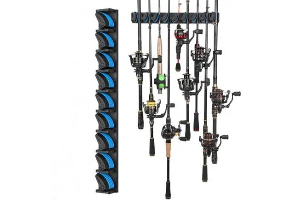 Nine Rods Vertical Wall Mounted Fishing Rack