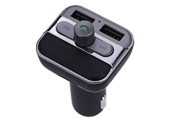 Hands-Free Bluetooth Radio Transmitter Car Charger with Dual USB Port