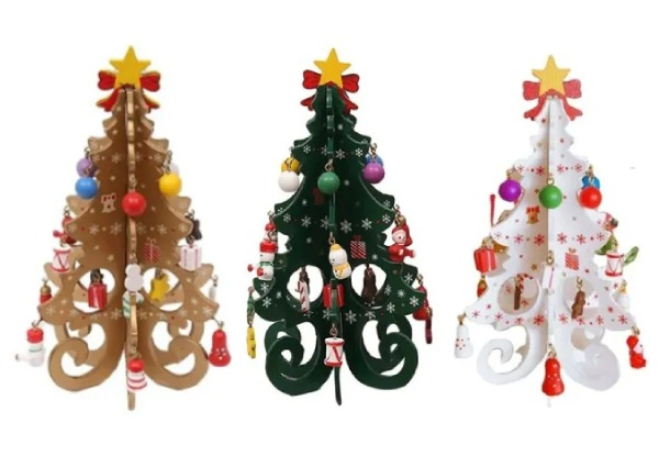 Six-Pieces 3D Wooden Christmas Tree Decoration - Three Colours Available