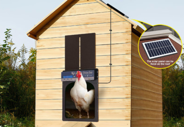 Petscene Solar Powered Auto Chicken Coop Door with Three Charging Ways & Control Modes