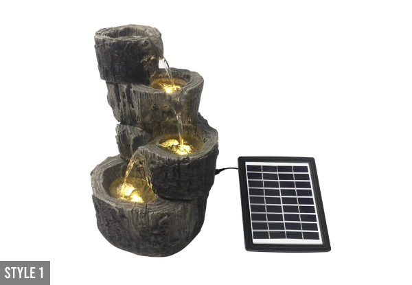 Four-Tier Solar Panel Powered Water Fountain with LED Light - Three Styles Available