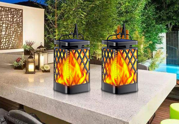 Solar Outdoor Flame Lantern - Option for Two