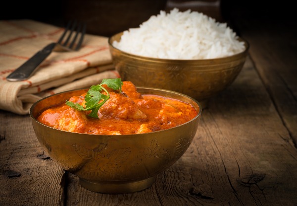 Takeaway Butter Chicken Curry & Rice - Option for Two Available - Valid Seven Days a Week