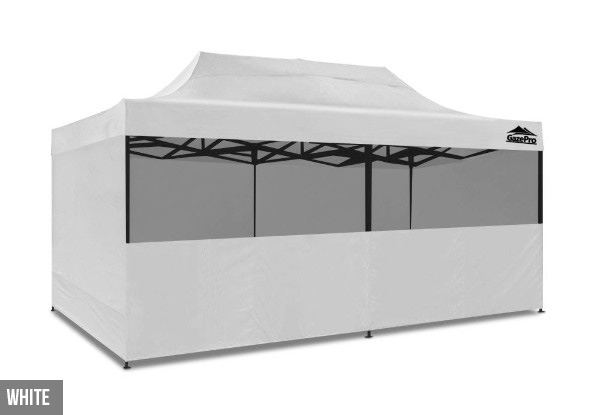 3 x 6m Gazebo with Sides & Half Wall - Four Colours Available