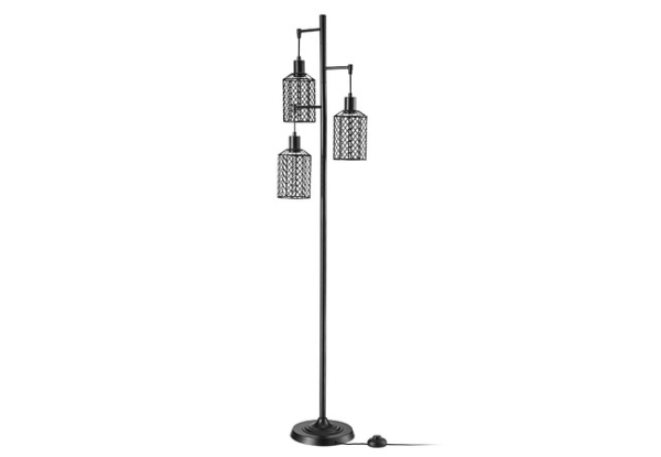 Modern Standing Floor Lamp with Three-Cage Shades