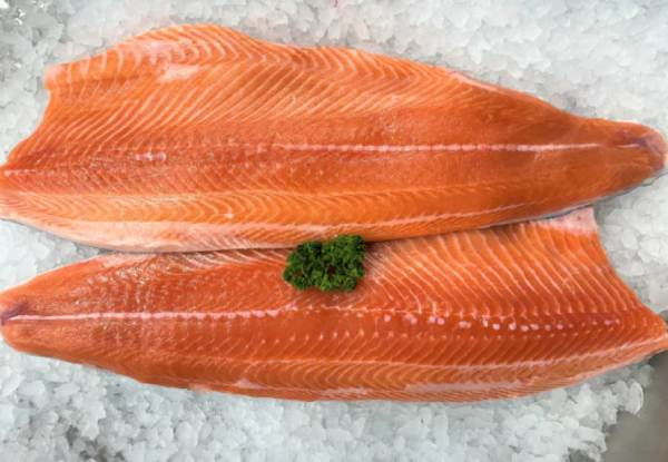 Two Sides of New Zealand Frozen King Salmon Fillet - Approx 1kg to 1.4kg Each Fillet