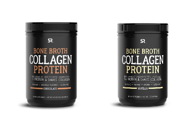 Sports Research Bone Broth Collagen Protein - Options for Chocolate 480G or Vanilla 390G
