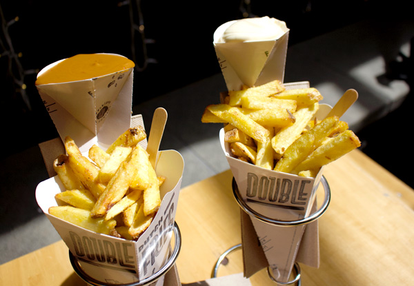Two Large Cones of Hand-Cut Dutch Fries with Authentic Sauces in New Takapuna Store - Options for up to Ten Cones of Fries, Valid from 3rd January