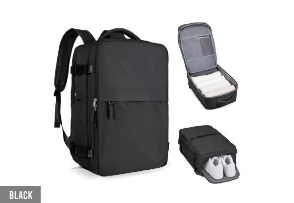 Travel Backpack with Shoe Compartment - Eight Colours Available