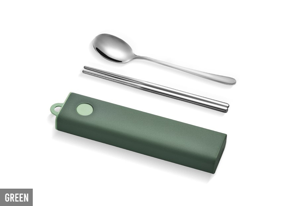 Two-Piece Set of Cutlery with Portable Case - Three Colours Available