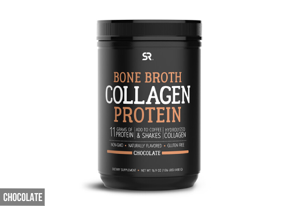 Sports Research Bone Broth Collagen Protein - Options for Chocolate 480G or Vanilla 390G