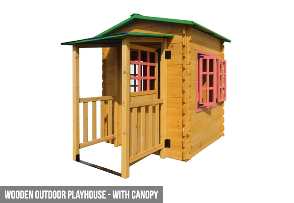 Wooden Outdoor Playhouse - Canopy & Slide Options Available