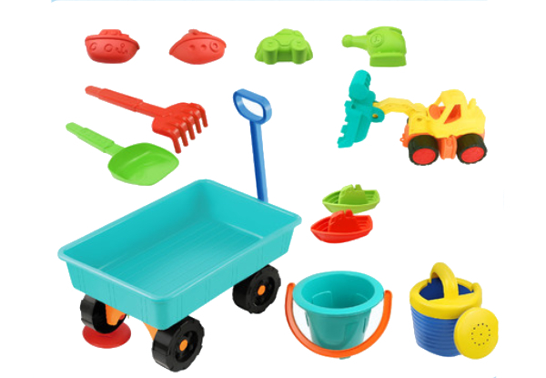 Kids Beach Pretend Wagon Sand Toy Set