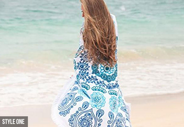 $69 for a Large Round Boho Beach Towel - Three Styles to Choose From