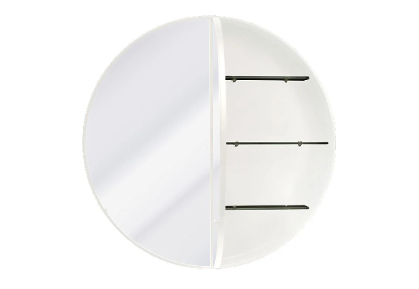 Round Mirror Cabinet with Glass Shelves - Two Colours Available