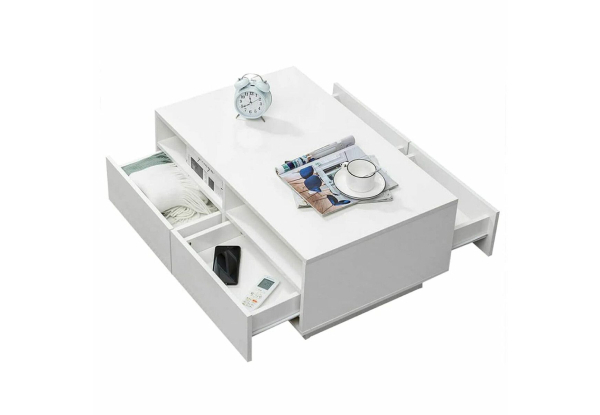 Four-Drawer LED Light Coffee Table - Two Colours Available