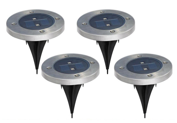 Four-Pack of LED Solar Outdoor Ground Lighting