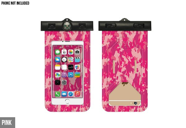 Waterproof Camouflage Phone Case incl. Compass - Six Colours Available - Option for Two with Free Delivery