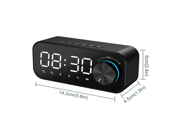 LED Alarm Clock With Bluetooth Speaker - Four Colours Available