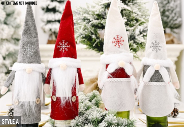 Four-Pack of Christmas Wine Bottle Covers - Two Options Available