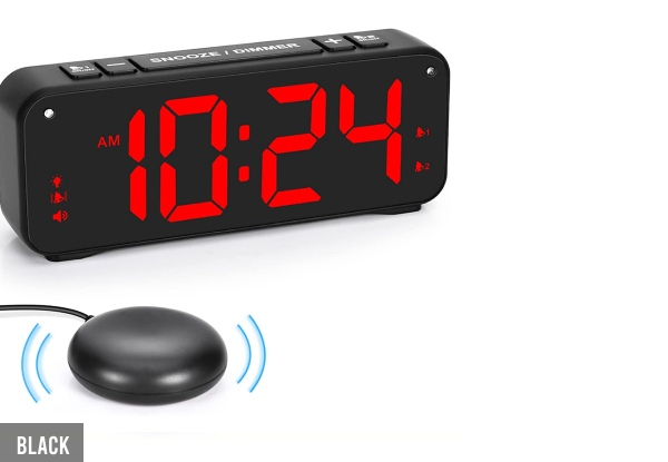 Loud Alarm Clock with Bed Shaker - Two Colours Available