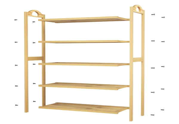Bamboo Shoe Rack Storage Organiser - Options for Three, Four & Five-Tiers