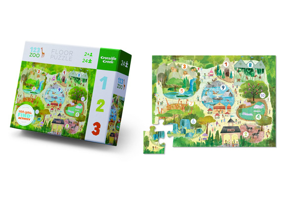 24-Piece Crocodile Creek Early Learning Box Puzzle - Three Designs Available