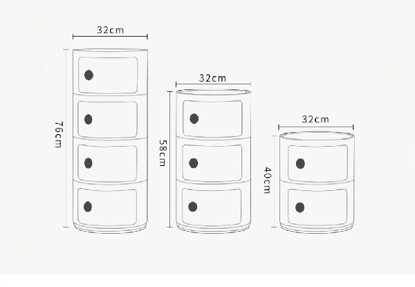 Nordic Style Round Storage Cabinet - Available in Three Options
