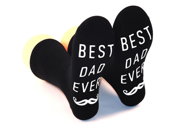 Best Dad Ever Print Novelty Fun Cotton Blend Comfortable Crew Socks