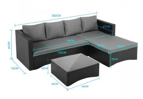 Rattan Furniture Three-Piece Corner Sofa Patio Set