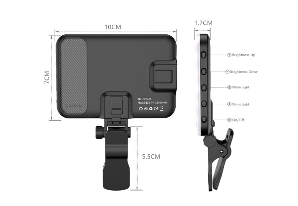 LED Portable Selfie Light with Clip - Three Colours Available