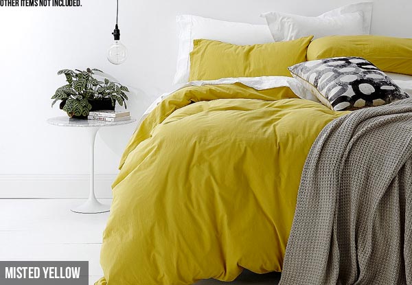 Queen Park Avenue European Vintage-Washed Duvet Cover Set - Eight Colours Available with Free Delivery