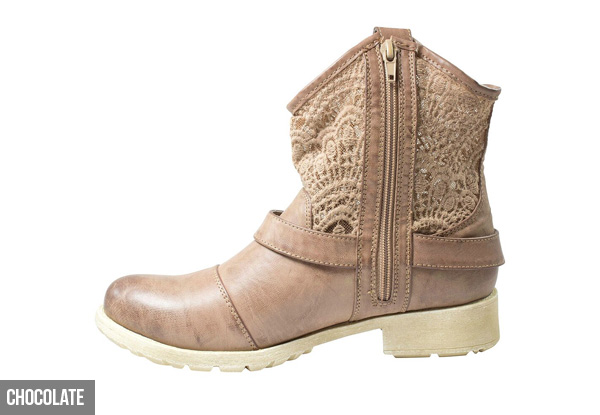 Women’s Short Lace Designer Boot with Low Block Heel - Three Colours Available