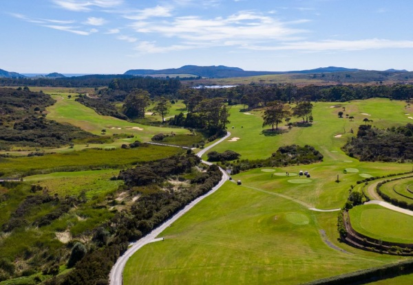 Stay & Play Getaway at Carrington Estate incl. Golf & Cart Hire, Three-Course Degustation Dining Experience, Parking & a Bottle of Karikari Estate Wine - Options for up to Three Nights in Lodge Room for Two People or Sea & Golf View Villa for Four People