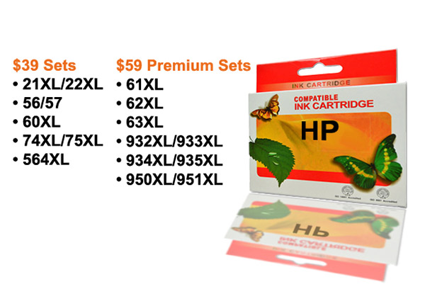 Five Ink-Cartridges Compatible with Epson, Brother or Canon Printers - Options for a Set of Premium Ink Cartridges, Hewlett Packard Ink Cartridges or New Release Cartridges with Free Delivery