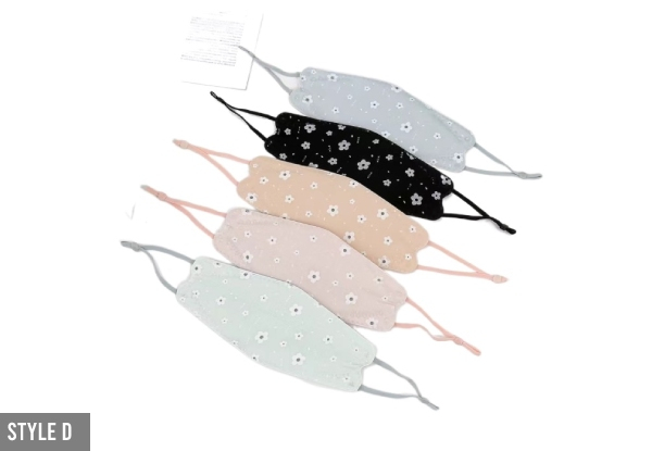 Five-Pack Fabric Cotton Reusable Masks - Five Styles Available & Option for 20-Pack