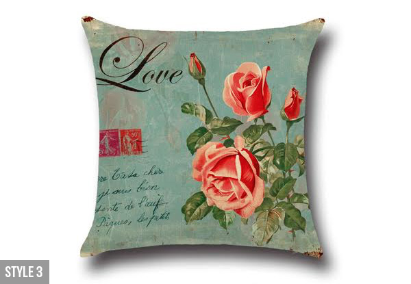 Flower Printed Linen Cushion Cover - Nine Styles Available