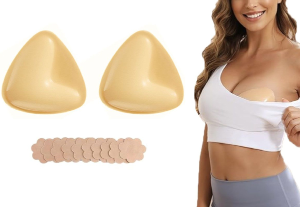 Double-Sided Adhesive Bra Padding with Five Pairs of Disposable Nipple Covers - Four Sizes Available