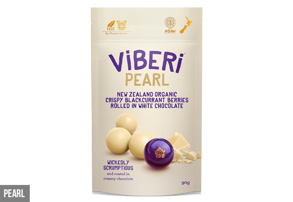 Pack of Five ViBERi Organic Chocolate-Rolled Blackcurrants - Four Flavours Available