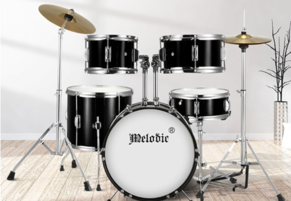 Melodic Kids Classic Five-Piece Drum Set Kit with Stool - Two Colours Available