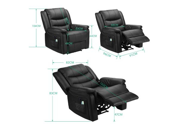 8-Point Heated Vibrating Massage Chair with USB Charging Port