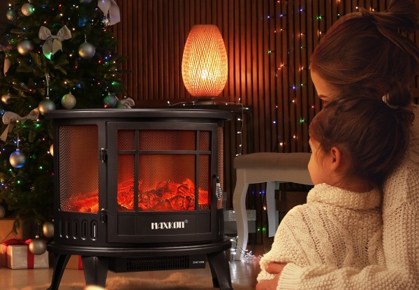 Maxkon 1800W Freestanding Electric Fireplace Heater with LED Flame Effect Log Fire