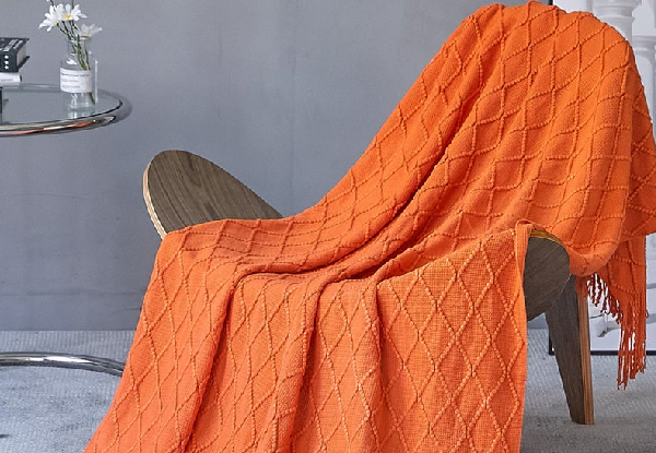 Warm Cozy Knitted Throw Blanket Orange 130cm X 200cm