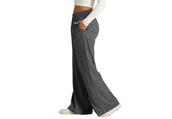 Women's Wide Leg Sweatpants with Pockets - Available in Four Colours & Five Sizes