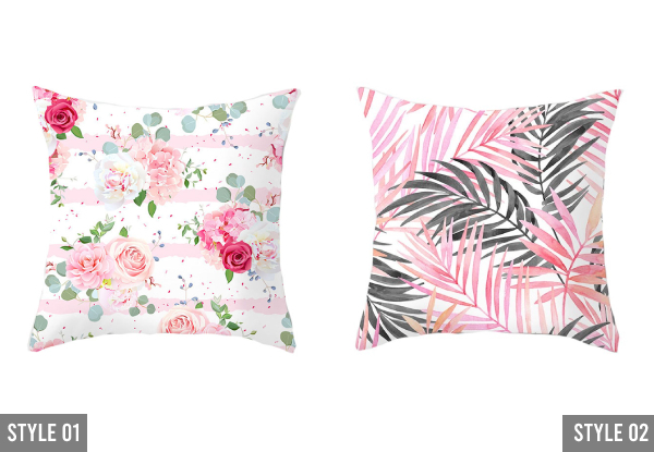 Two-Piece Pink Pattern Pillow Cover - 12 Styles Available & Option for Four-Piece