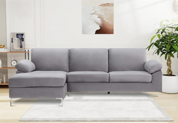 Kaveah Velvet Lounge Sectional Sofa - Available in Two Colours & Option with Left or Right Chaise
