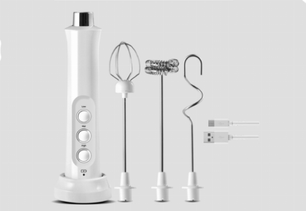 Three-in-One Portable Rechargeable Electric Milk Frother - Two Colours Available